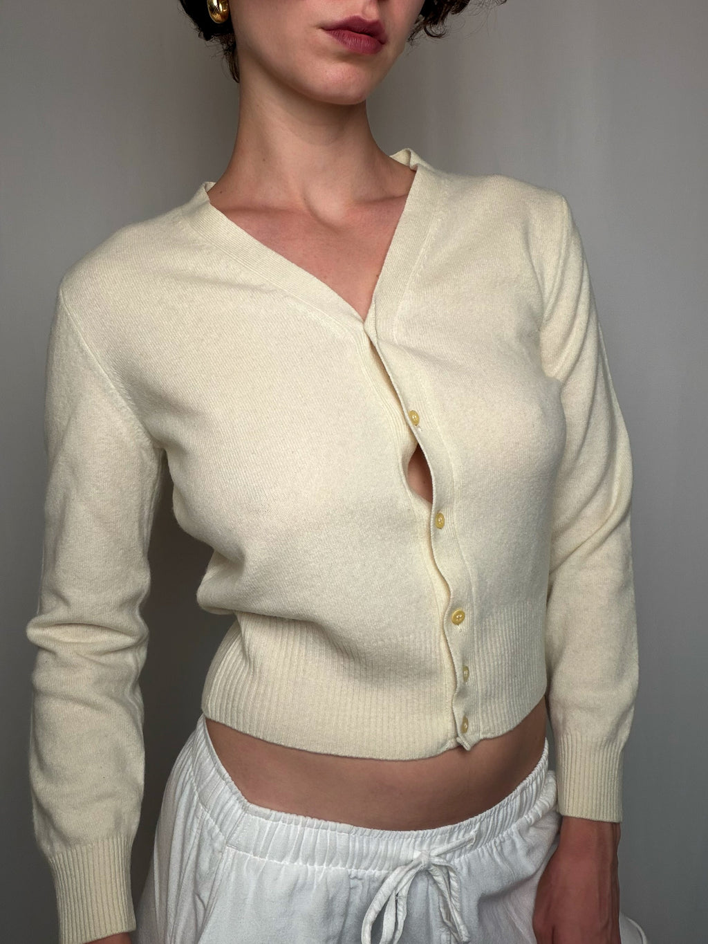 cardigan Écru Benetton S vintage