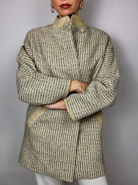 Vintage gray/beige tweed trench coat