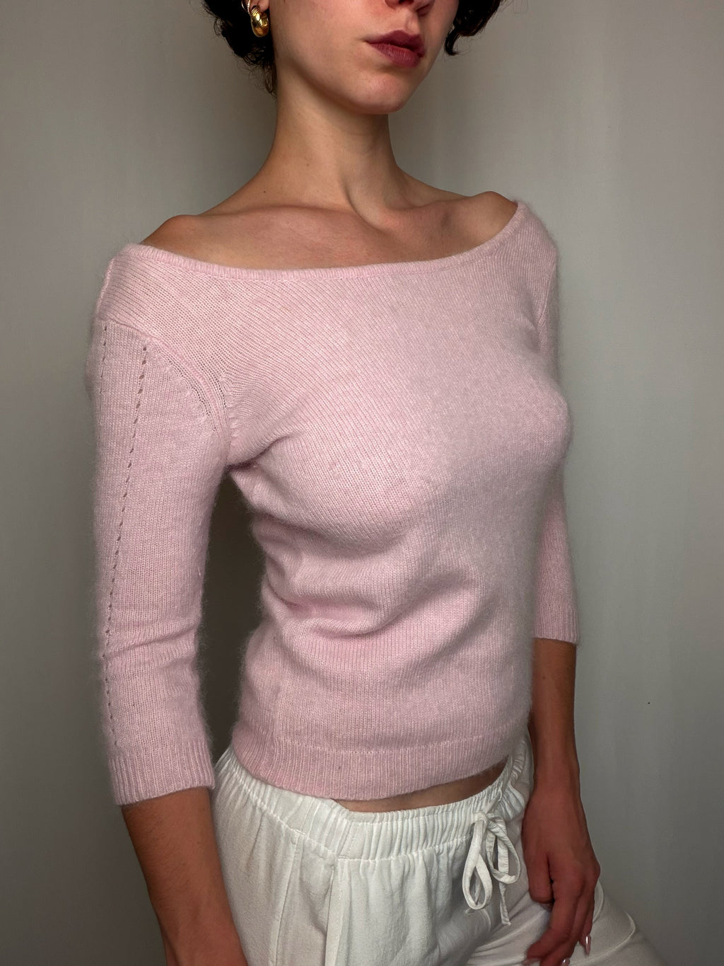Pull tout doux Rose Nafnaf S vintage