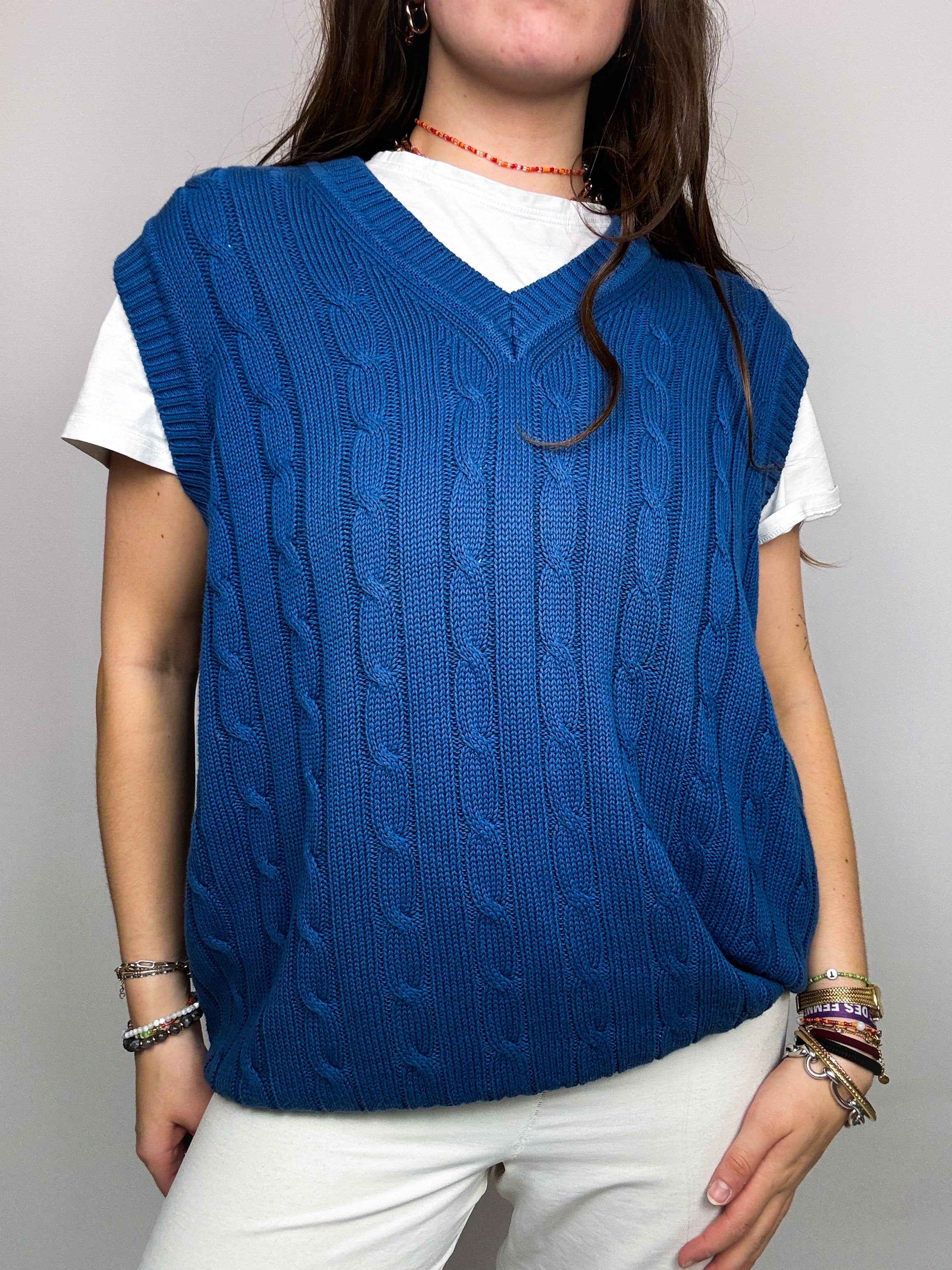 Gilet bleu roi Vintage L