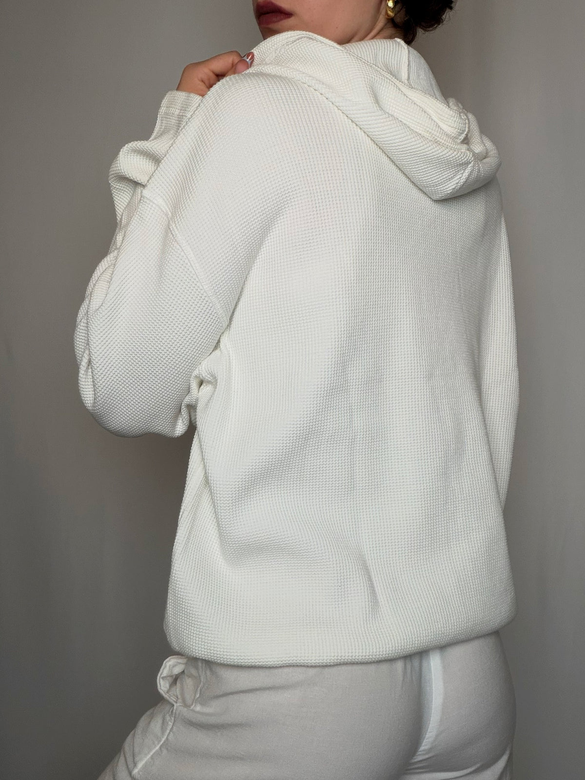 Sweat nid d'abeille blanc M vintage
