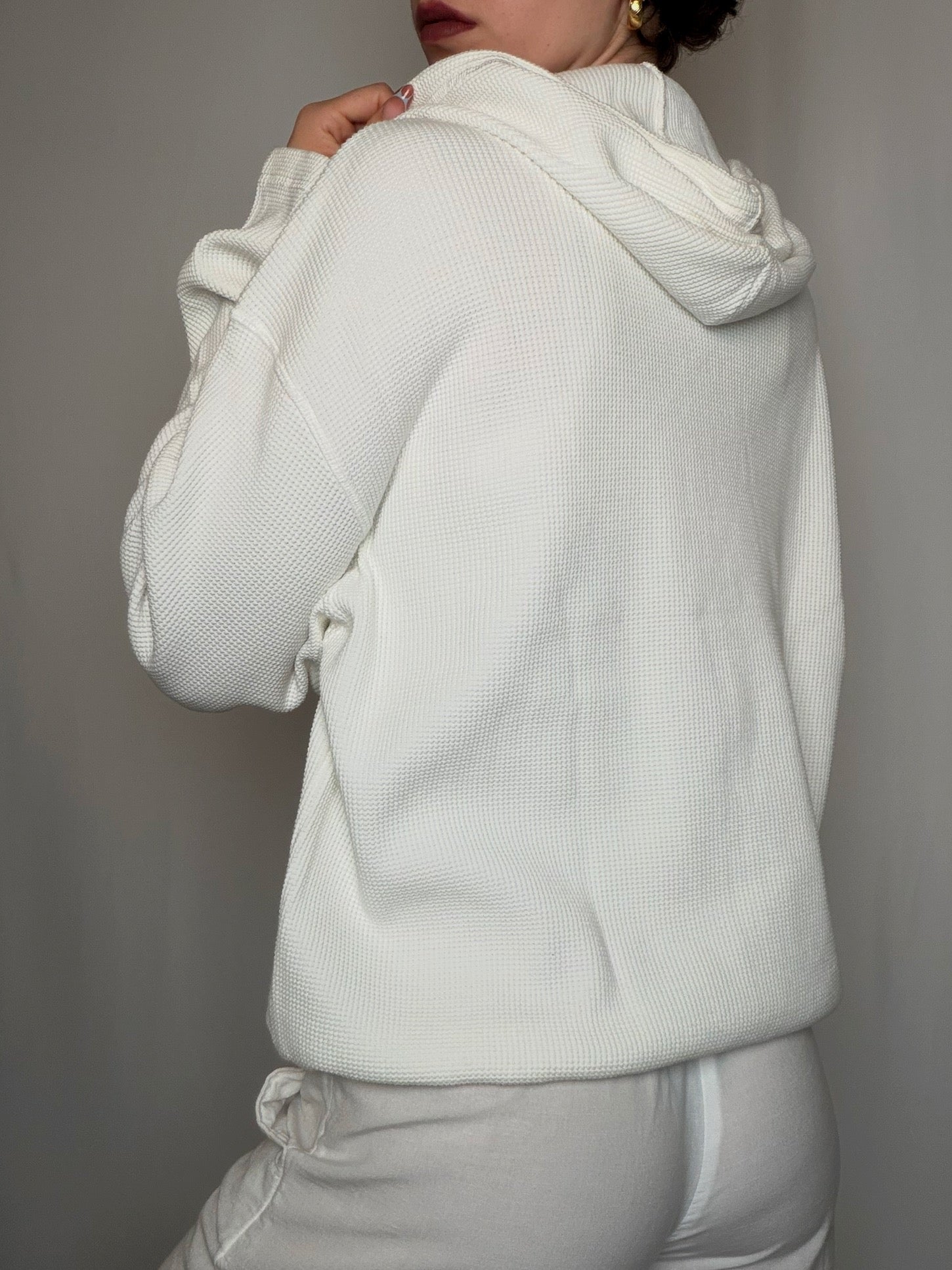 Sweat nid d'abeille blanc M vintage