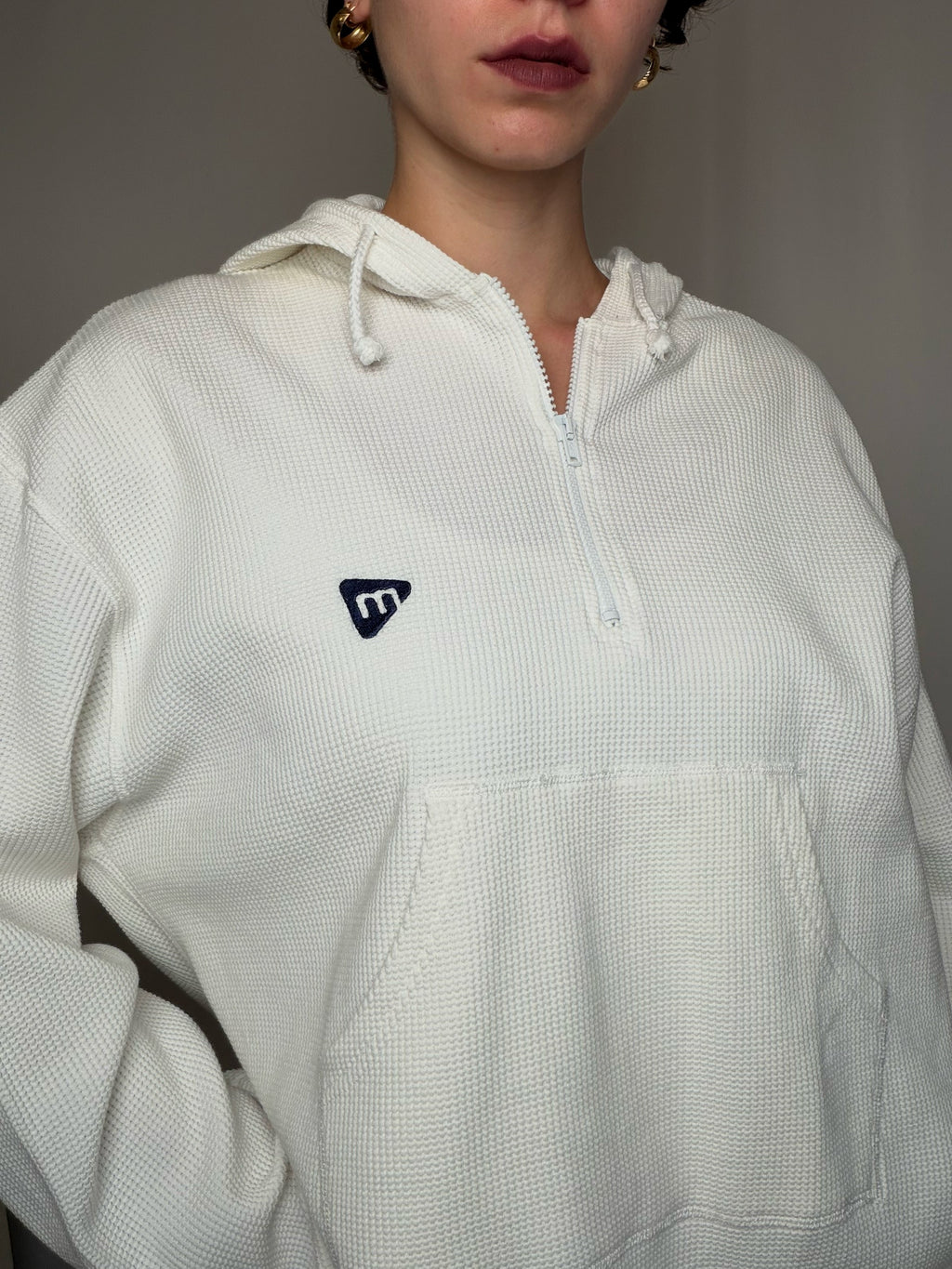 Sweat nid d'abeille blanc M vintage