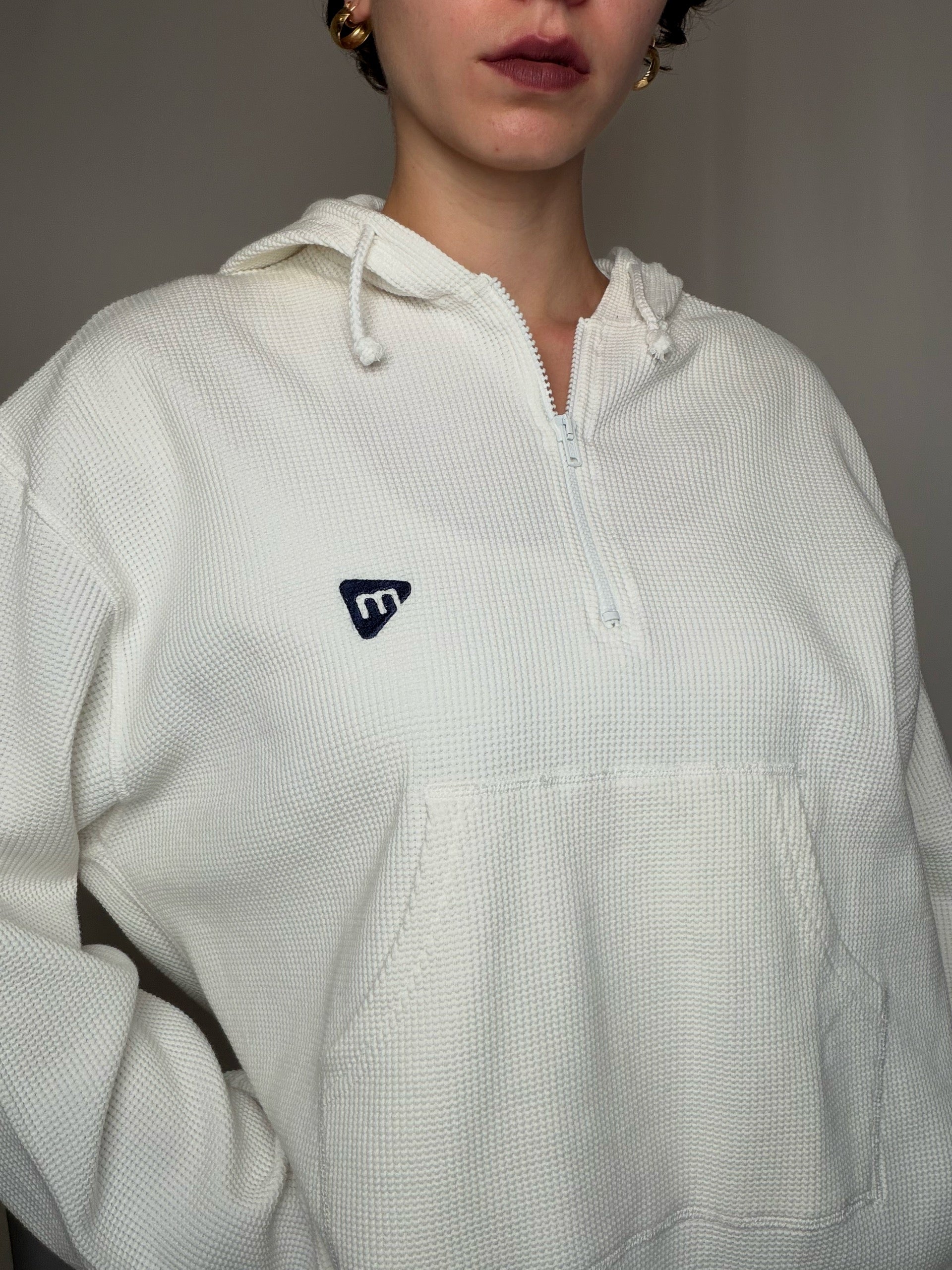 Sweat nid d'abeille blanc M vintage