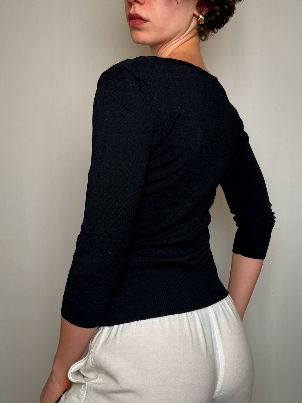 Cardigan fin Noir M vintage