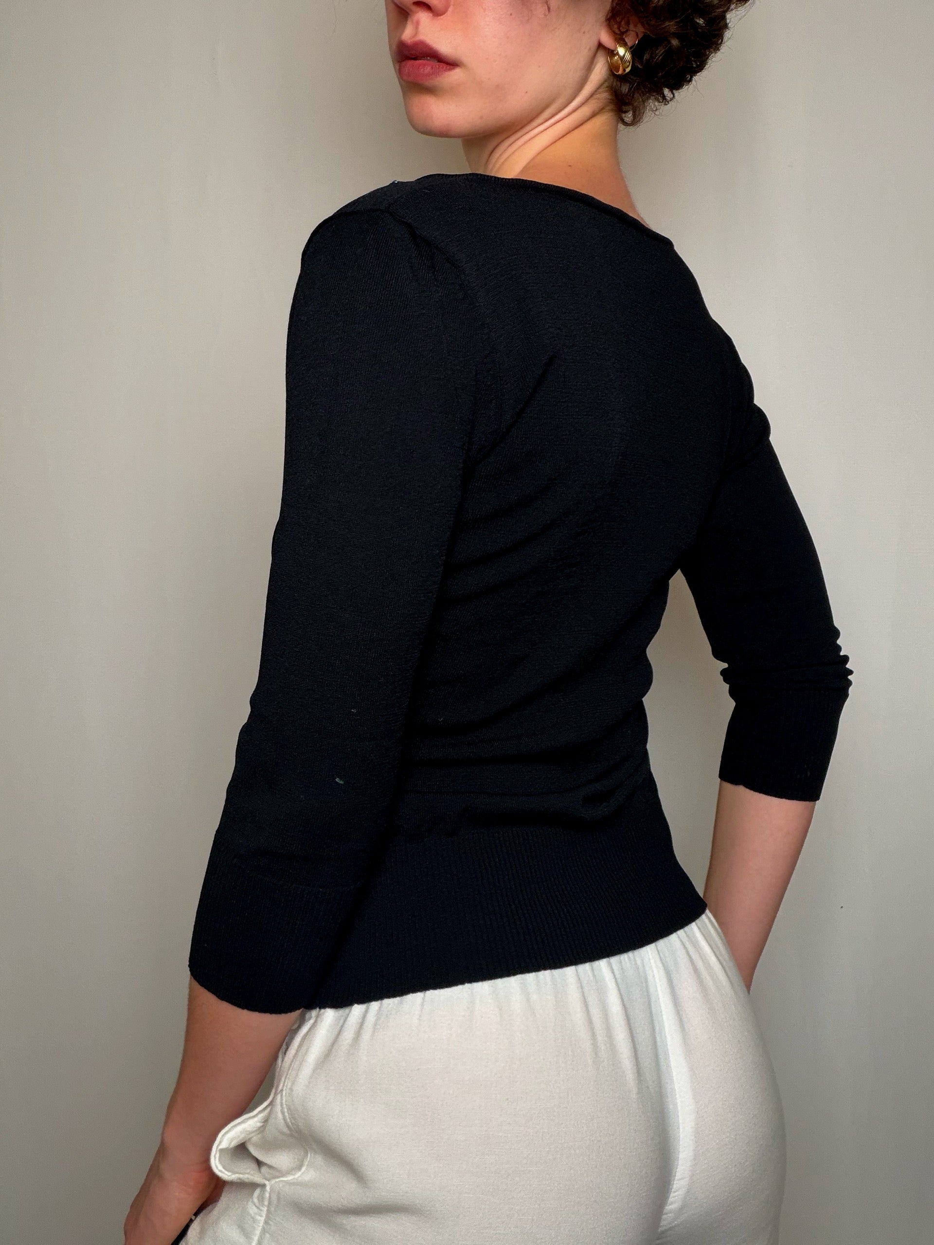 Cardigan fin Noir M vintage