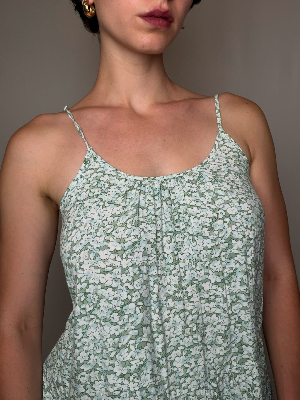 Robe verte à fleurs S vintage
