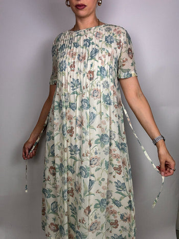 Robe longue Beige à fleurs