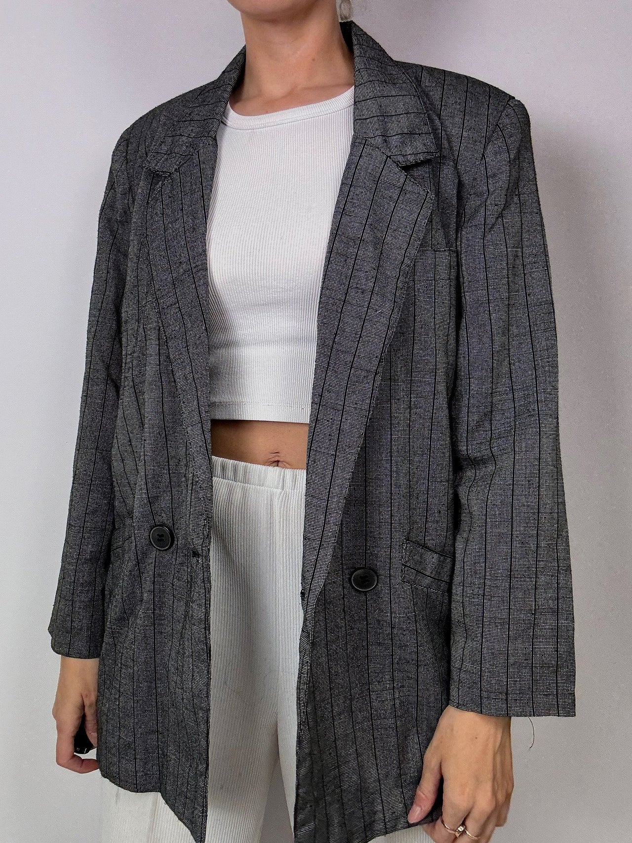 Blazer carrelé gris vintage