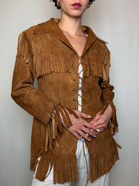 Veste en daim camel S vintage