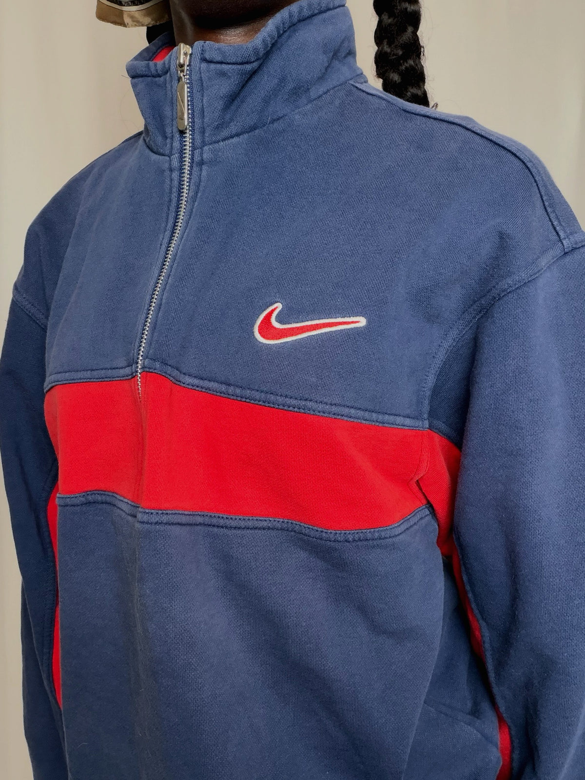 Sweat Bleu Marine Et Rouge Nike S vintage