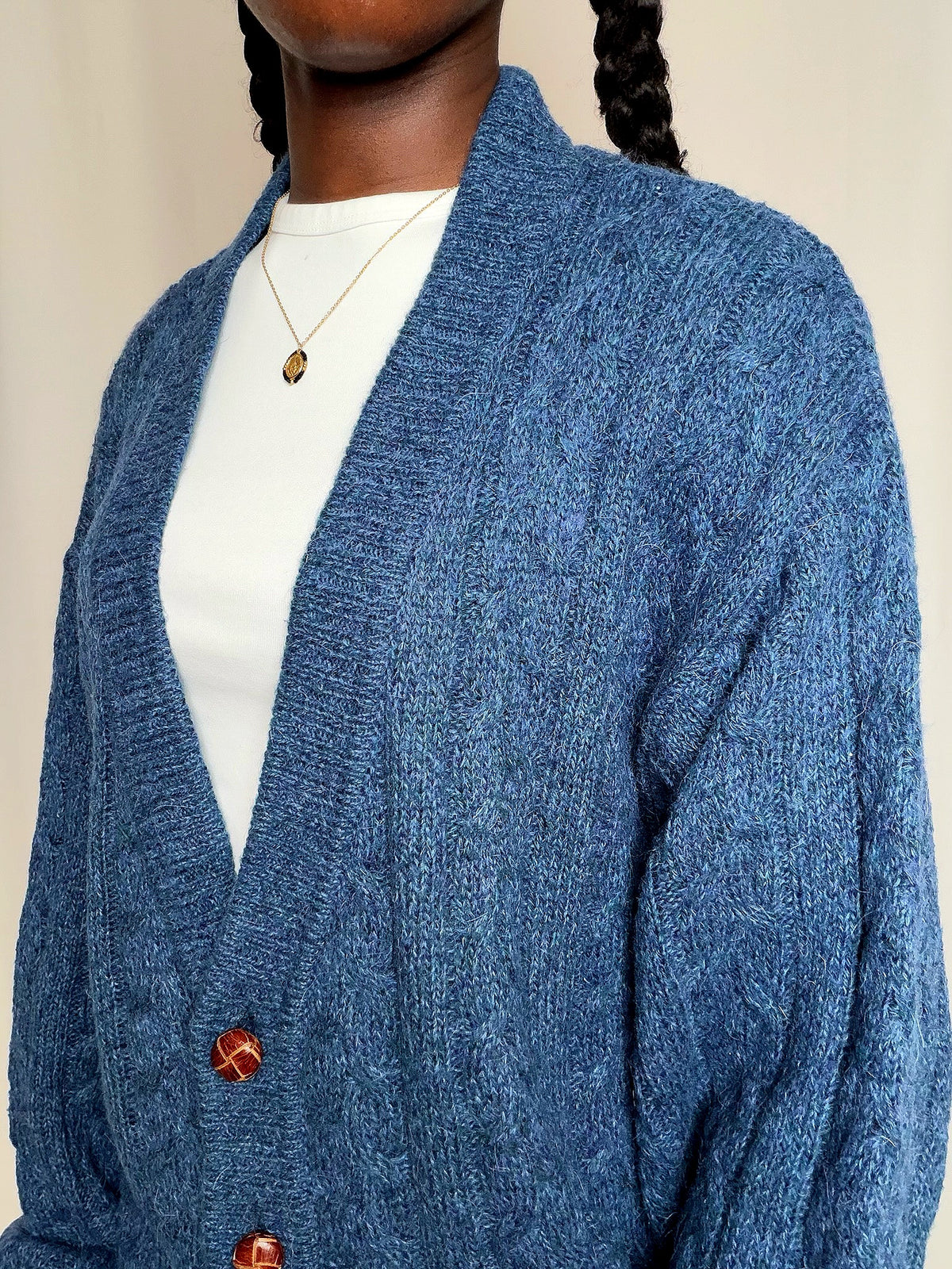 Cardigan Bleu Chiné L vintage