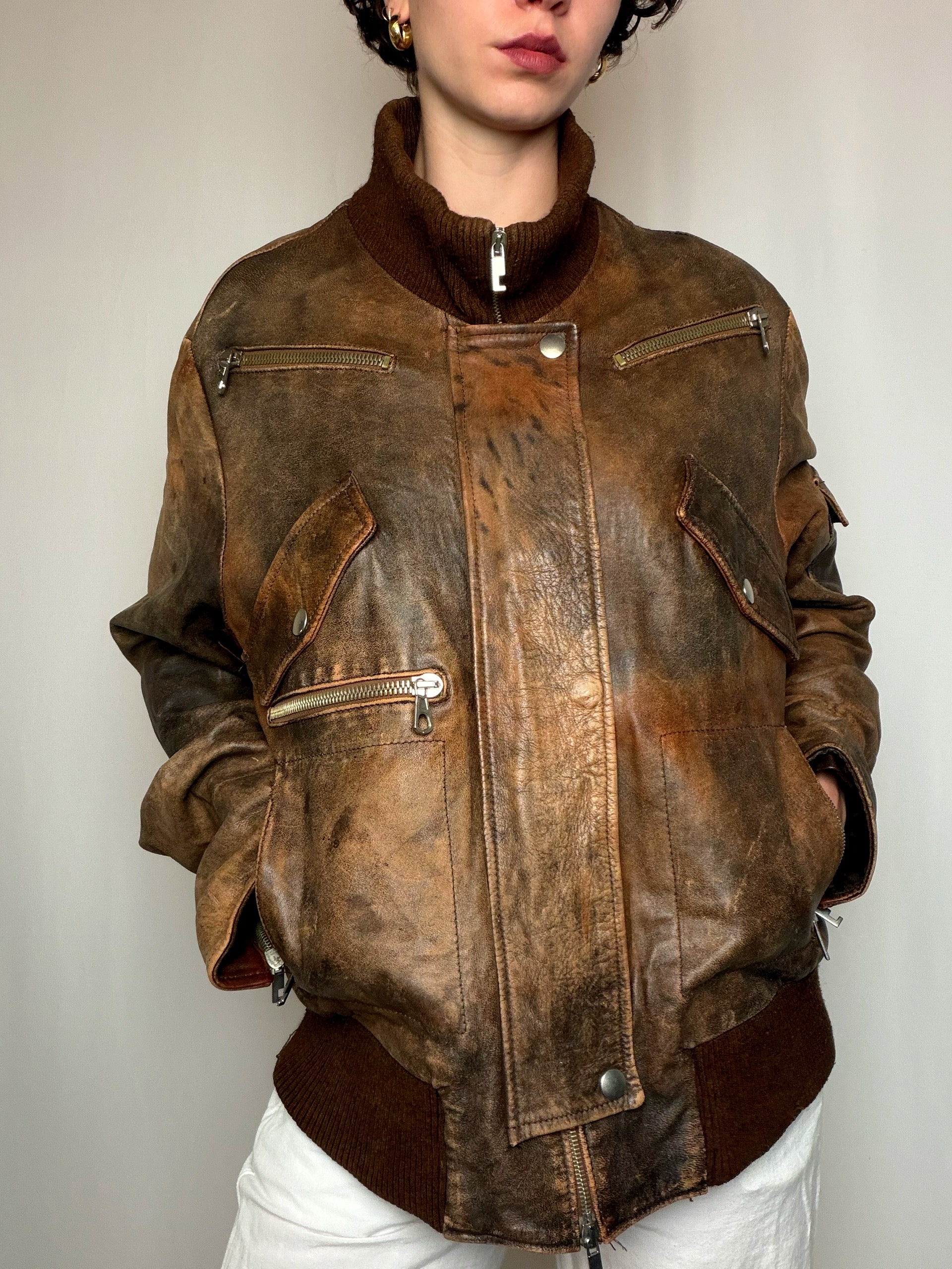 Jacket Marron Patiné L vintage
