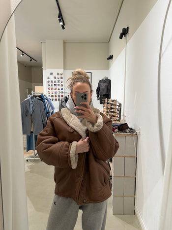 Manteau mouton retourné brun XL