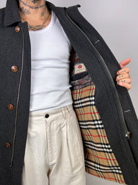 Vintage gray/black wool trench coat