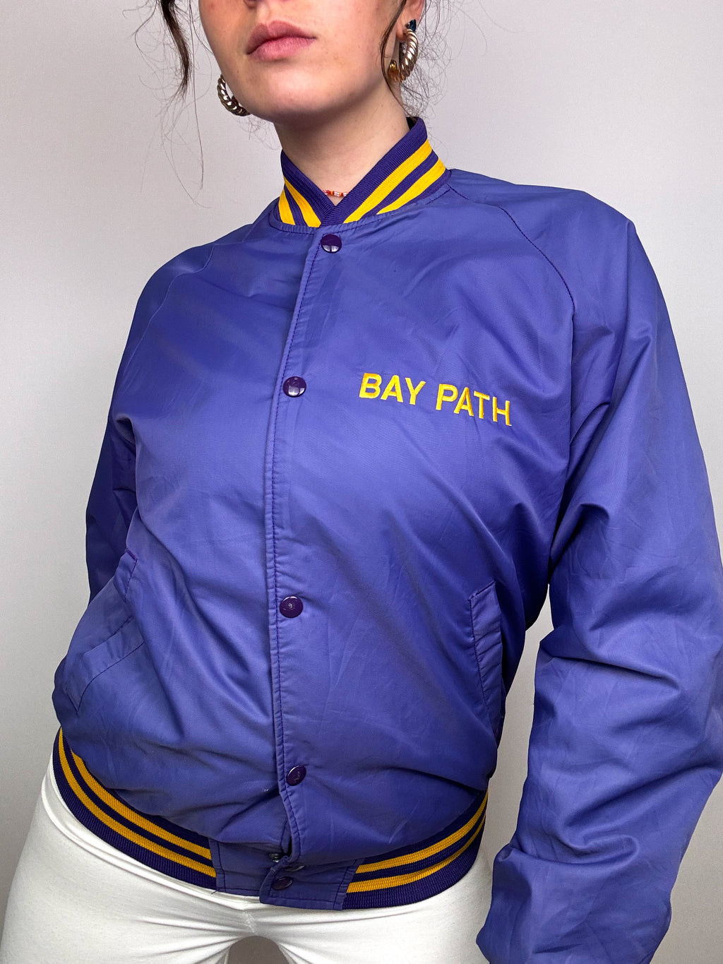 Veste Bomber américain satiné violet et jaune S/M