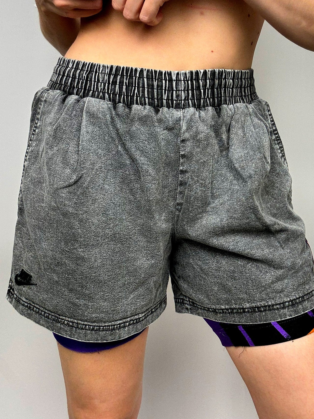 Nike black denim shorts 