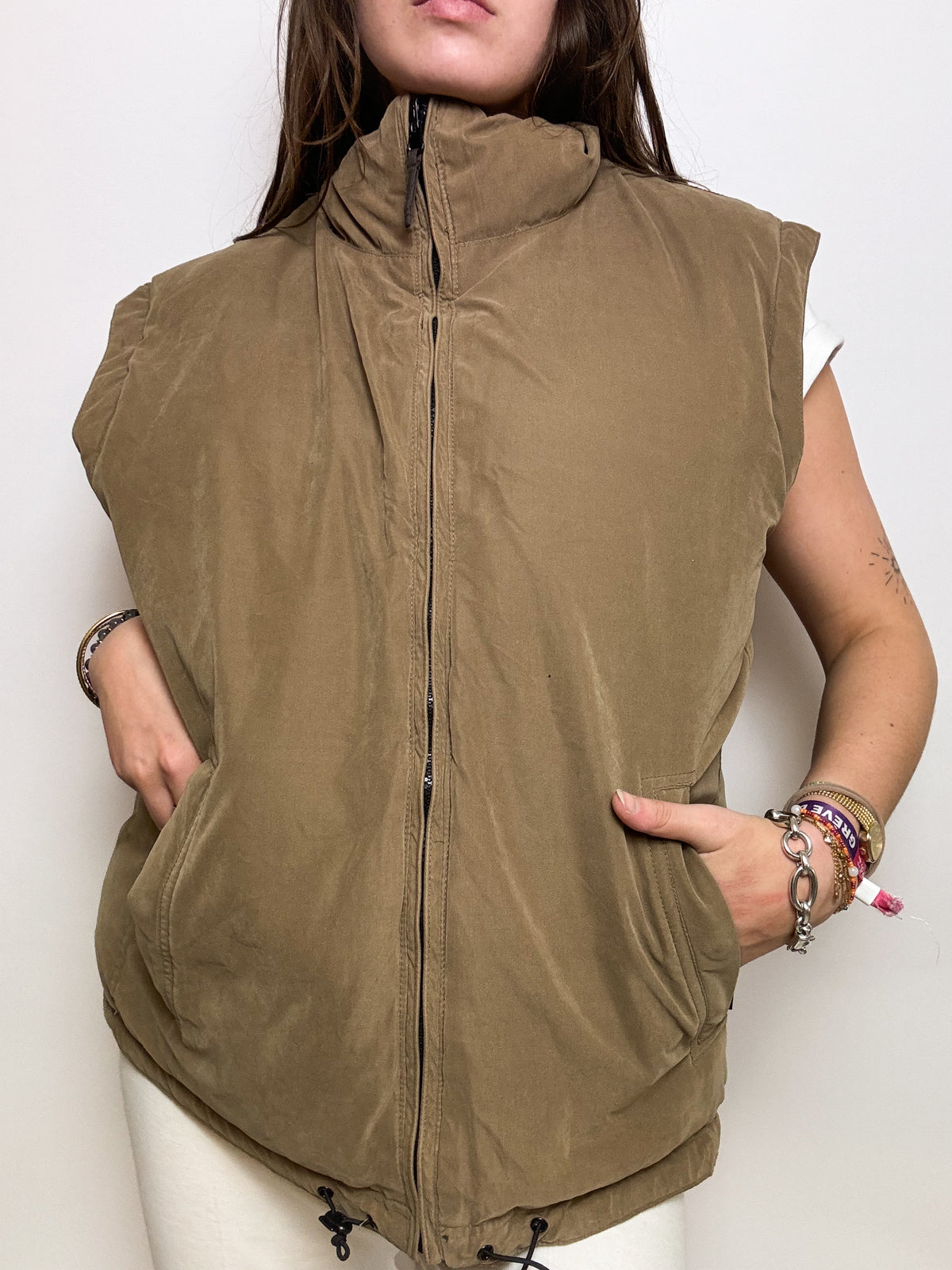 Vintage braune Wende-Daunenjacke L