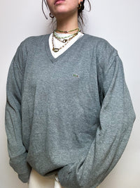 Gray V-neck sweater Lacoste vintage M/L