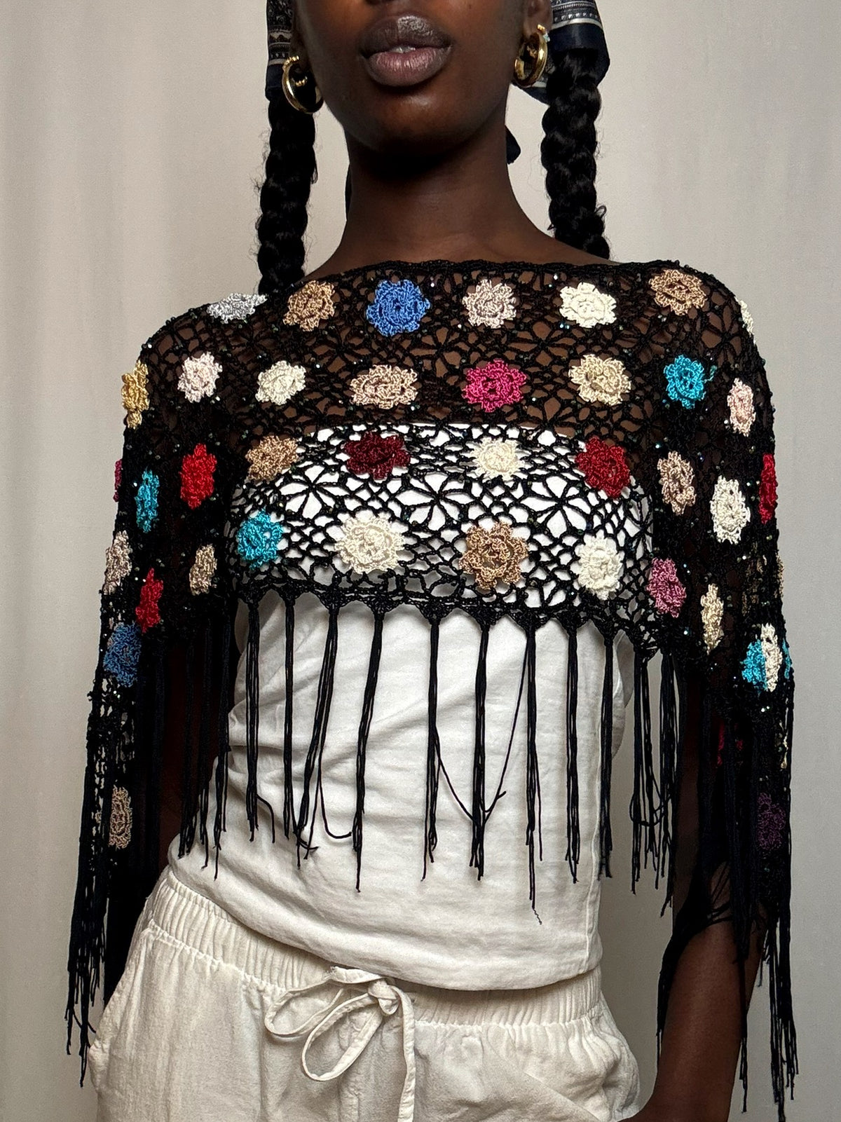 Top type foulard crocheté