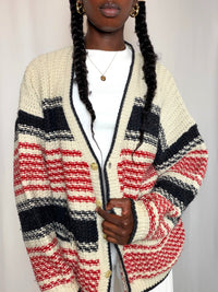Cardigan oversized rayé L vintage
