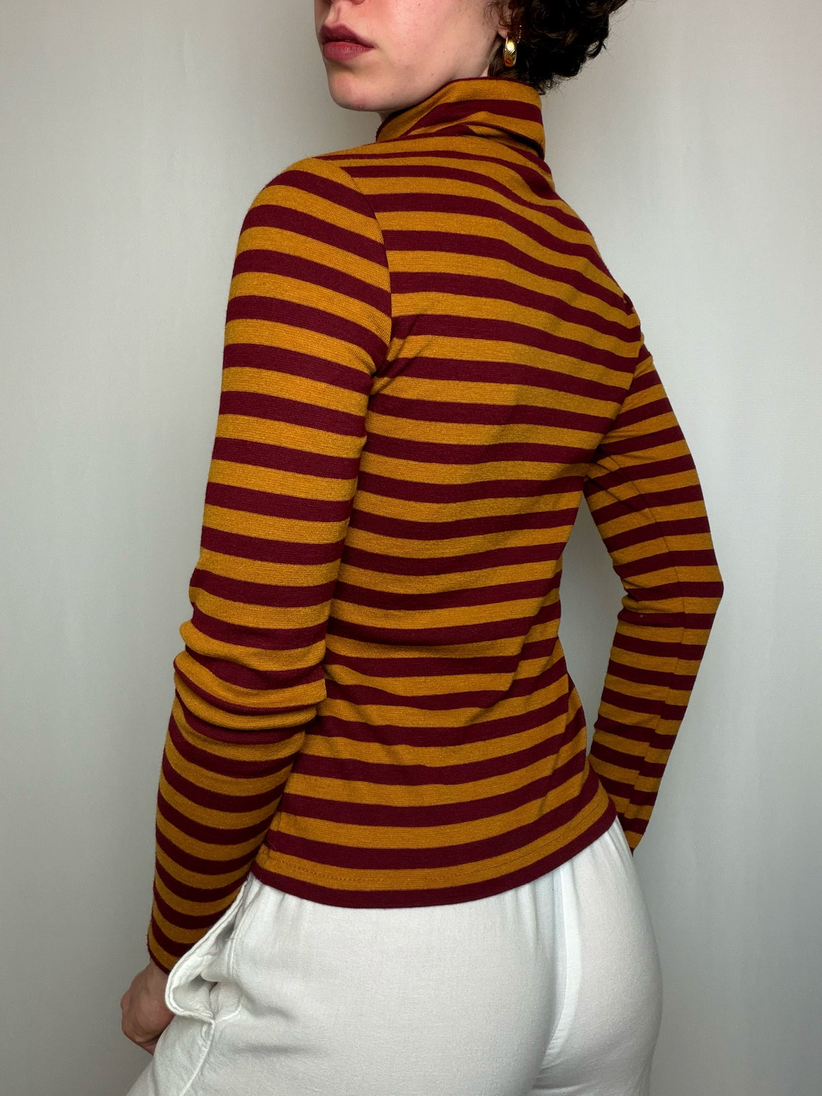 Pull fin col roulé rayé S/M vintage