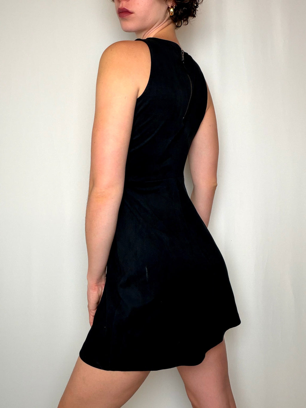 Robe effet daim noire S vintage