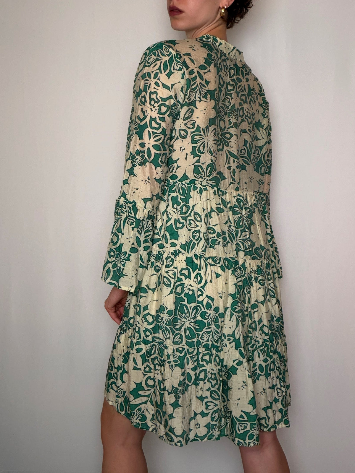 Robe imprimée verte M vintage