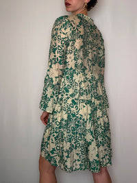 Robe imprimée verte M vintage