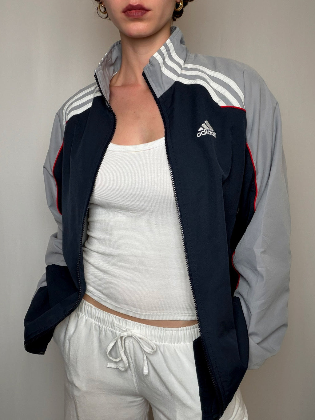 Jacket de sport marine et gris Adidas S vintage
