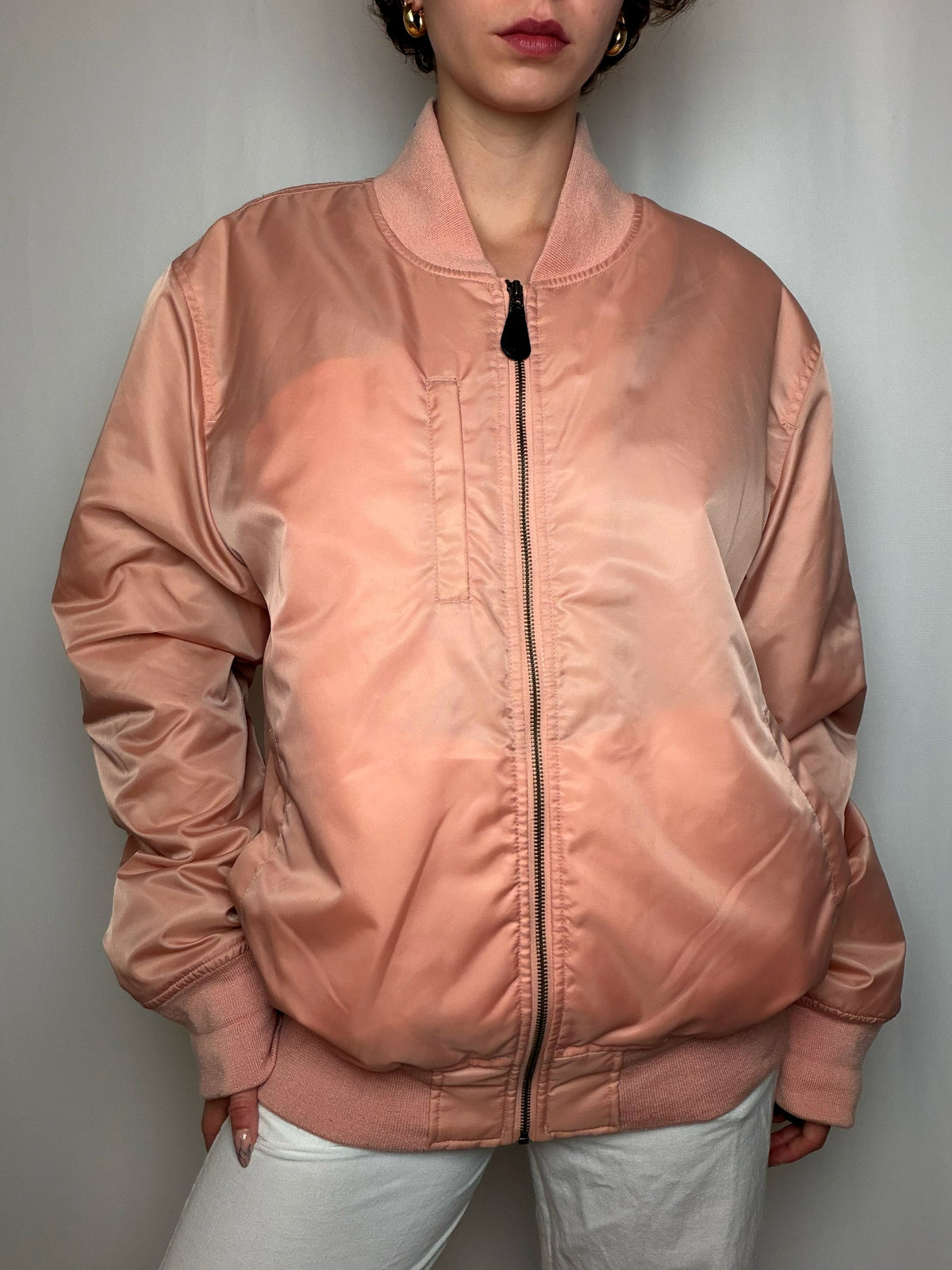 Bomber Rose Poudré Stüssy XL vintage