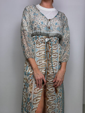 Vintage beige and blue maxi dress