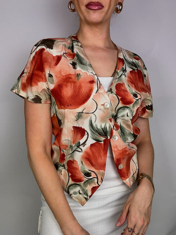 Vintage-Bluse mit Blumenmuster