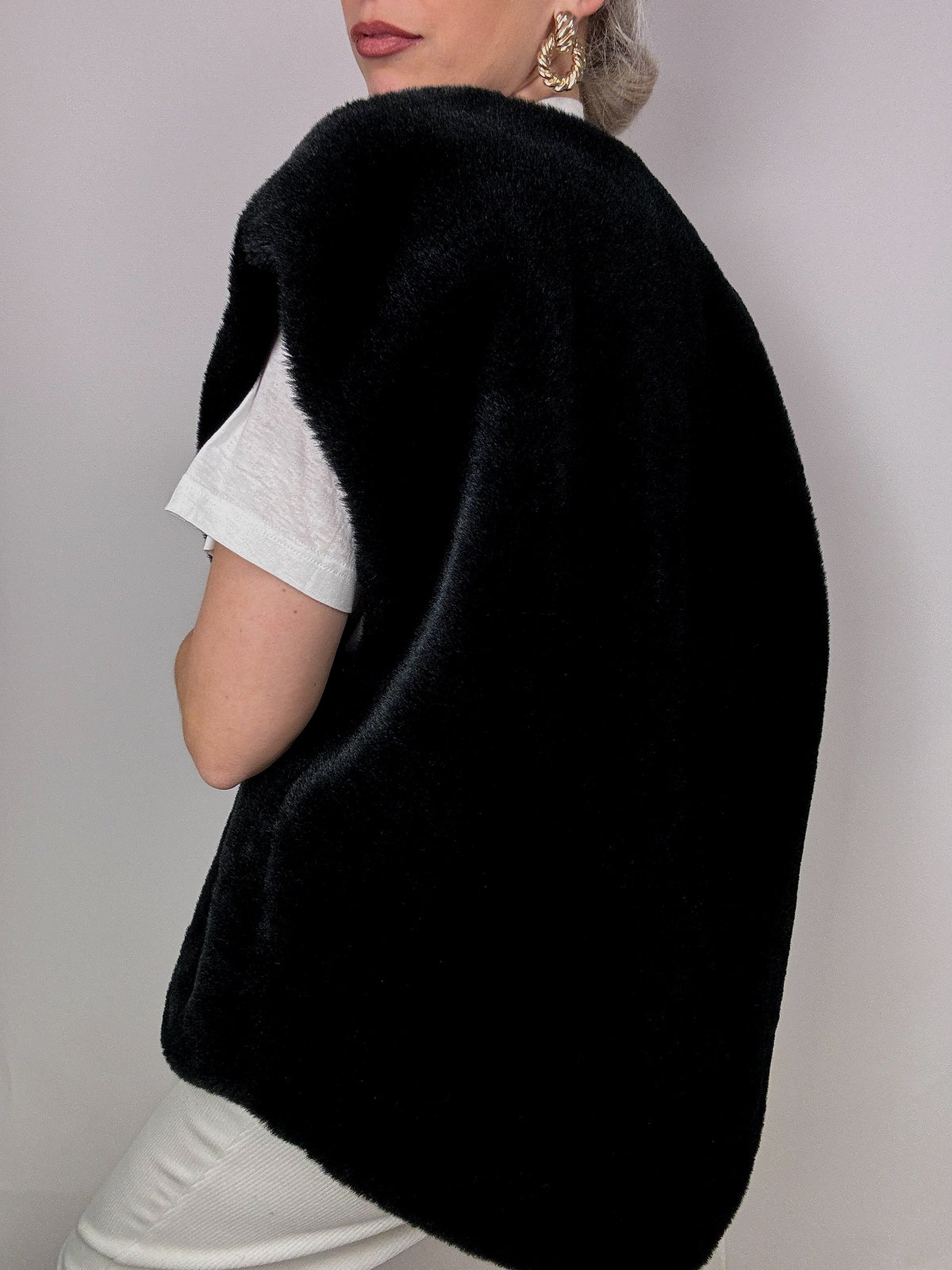 Gilet fausse fourrure noir vintage