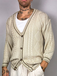 Polline cream-white button cardigan