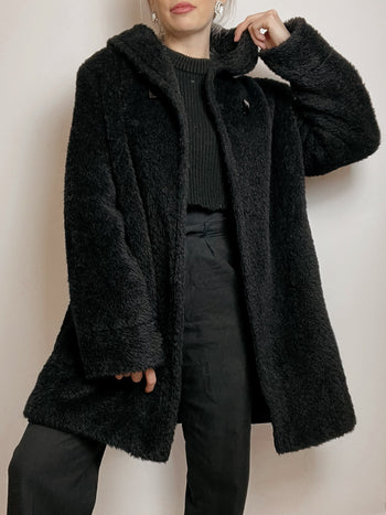 Manteau en fourrure noire L