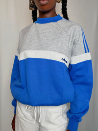 Sweat gris et bleu Adidas M vintage