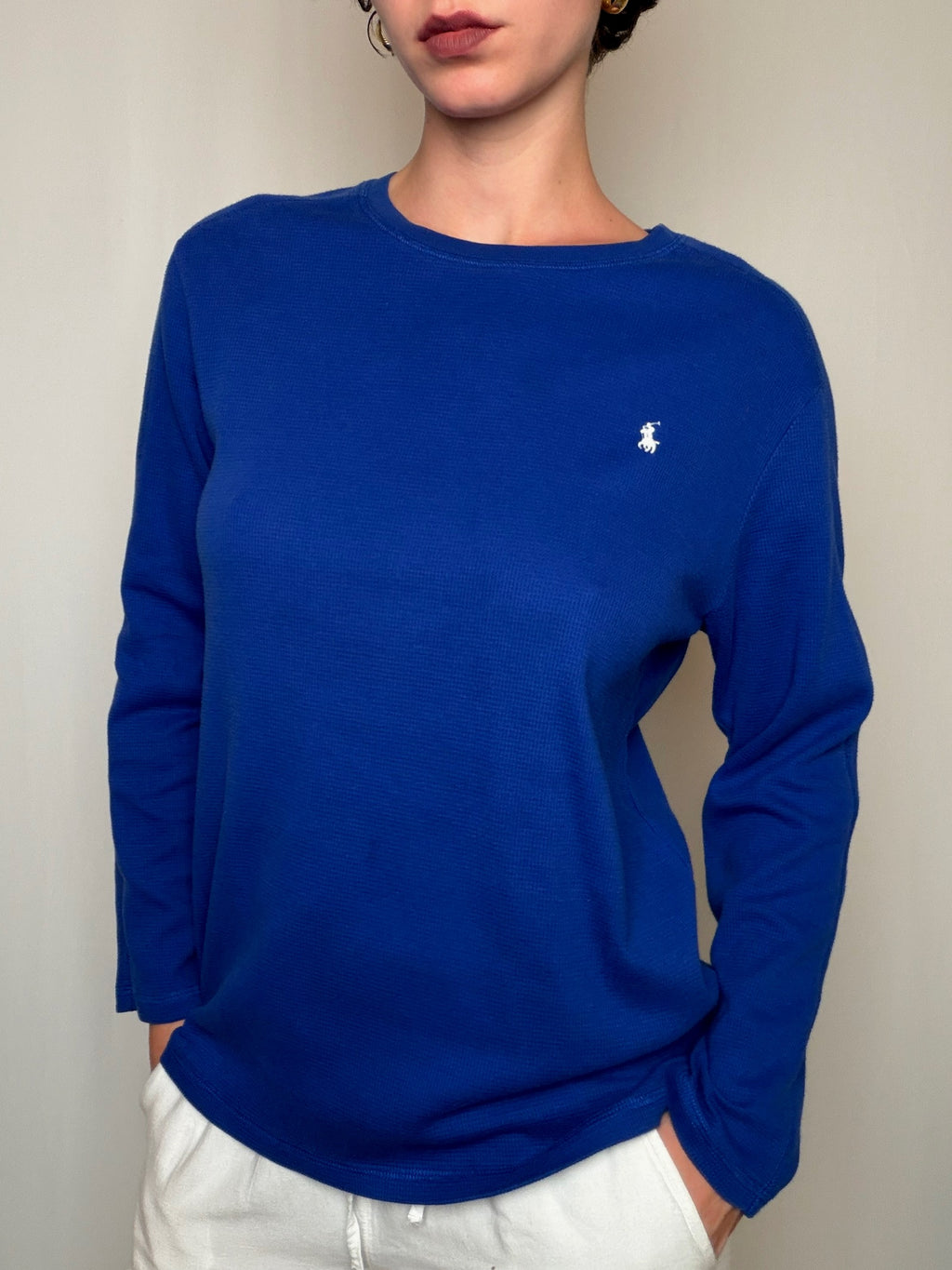 Tshirt nid d'abeille bleu roi Ralph Lauren M vintage