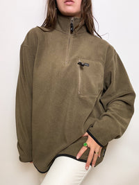 Vintage khaki Asics fleece sweater L/XL 