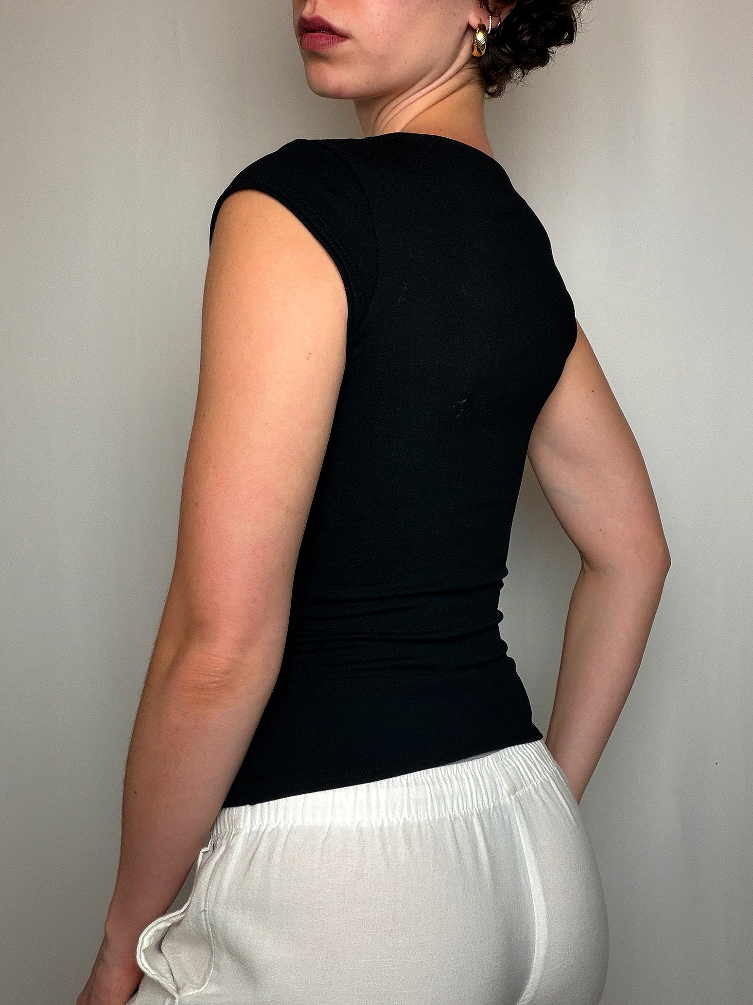 Top fitté noir S/M vintage