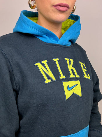 Pull vintage américain bleu/vert Nike