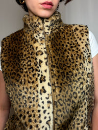 Gilet en fausse fourrure léopard M vintage