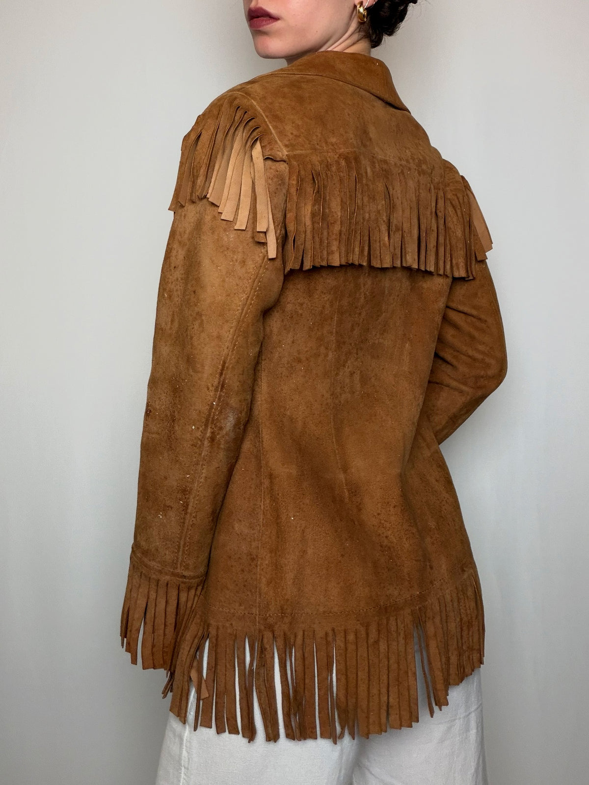 Veste en daim camel S vintage