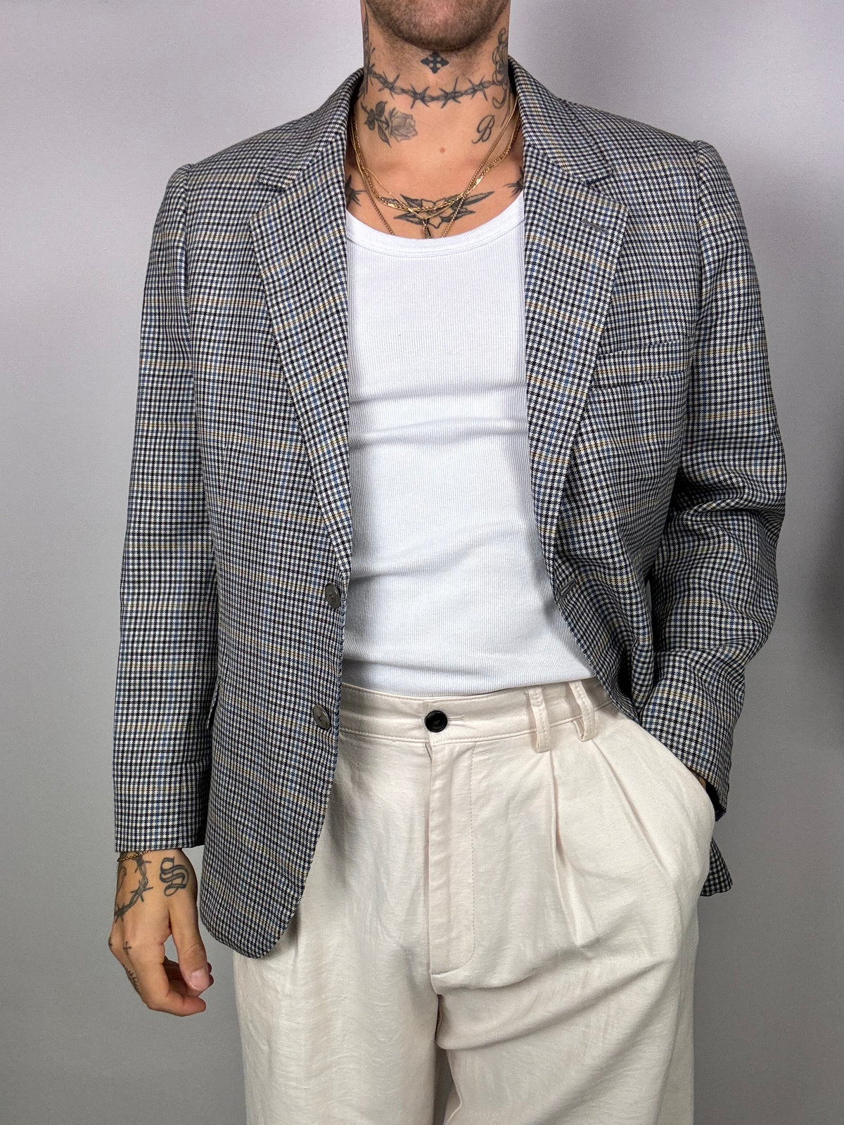 Vintage charcoal plaid blazer