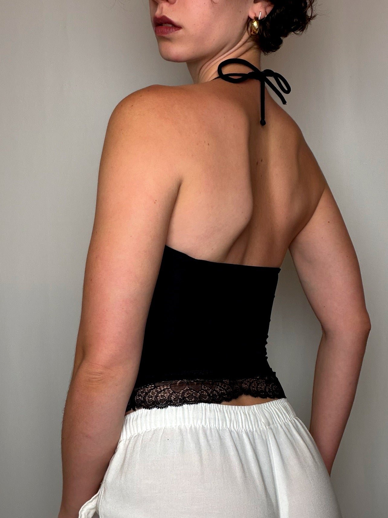 Top halter noir XS vintage