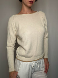 Pull col bateau Ivoire M/L vintage