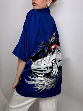 XXL blaues Vintage-Drachenshirt