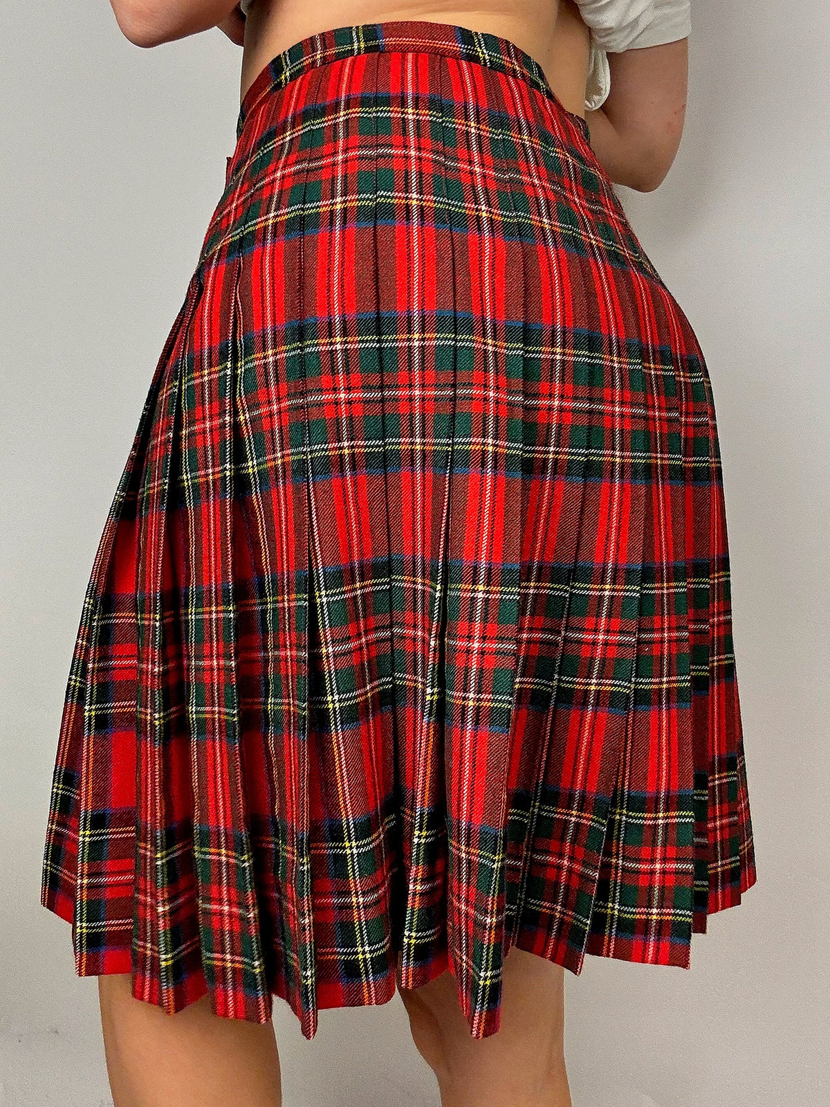 Jupe plissée style kilt rouge vintage