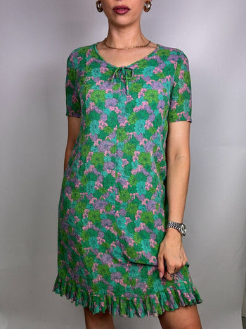 Robe Midi Verte à fleurs