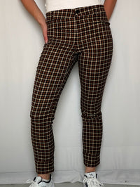 Pantalon à carreaux brun S vintage